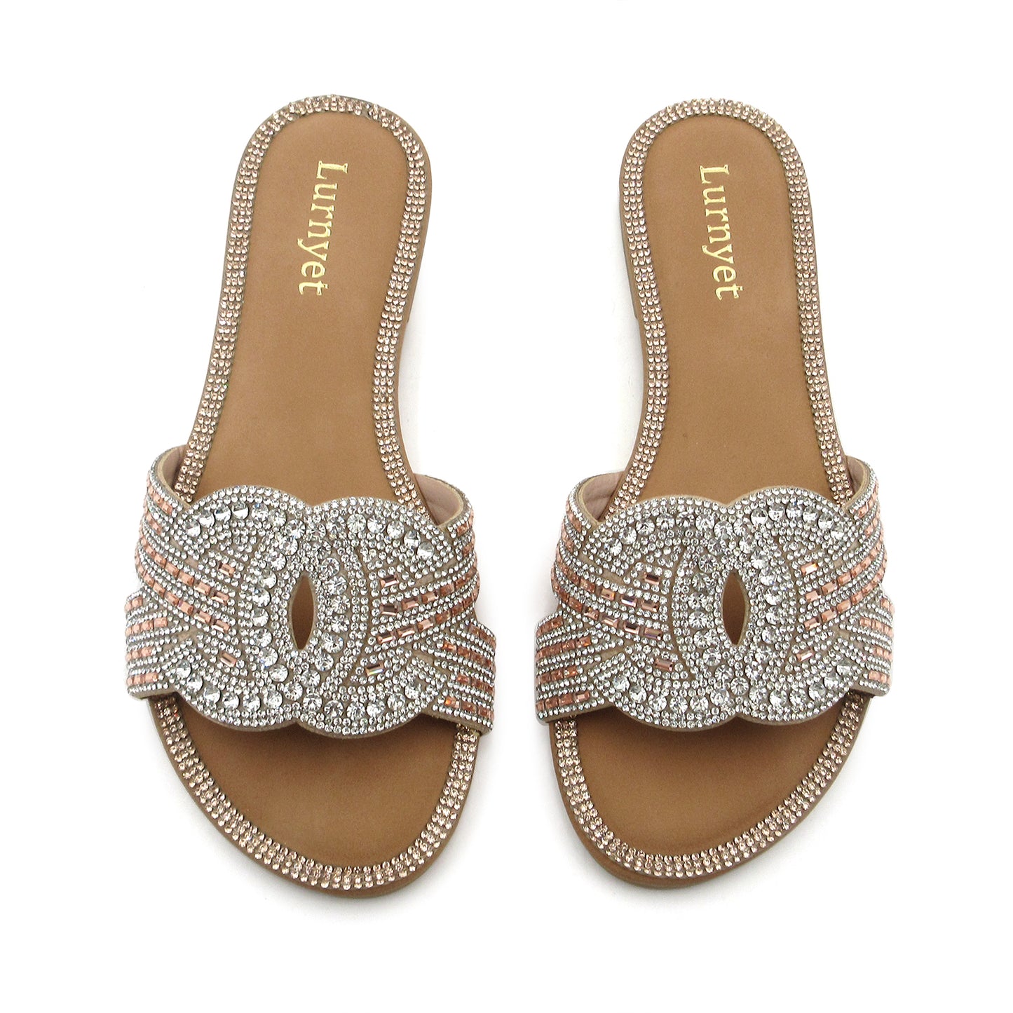 Women's Crystal Comfort Padded Sandals: fashionable design, non-slip rubber sole, latex insole comfort, perfect for parties, gatherings, casual wear, vacations and beach days.