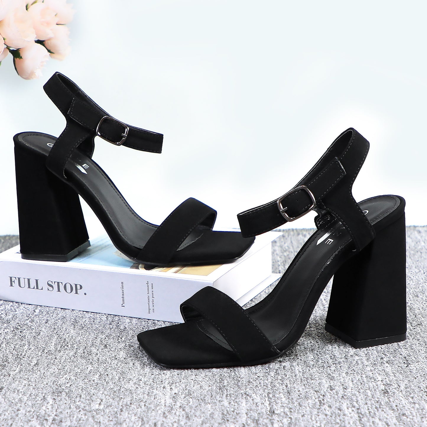 Women's Low Heel Open Toe Dress High Sandals Ankle Strap Block Short Heel Pumps Shoes for Prom Wedding Party Office