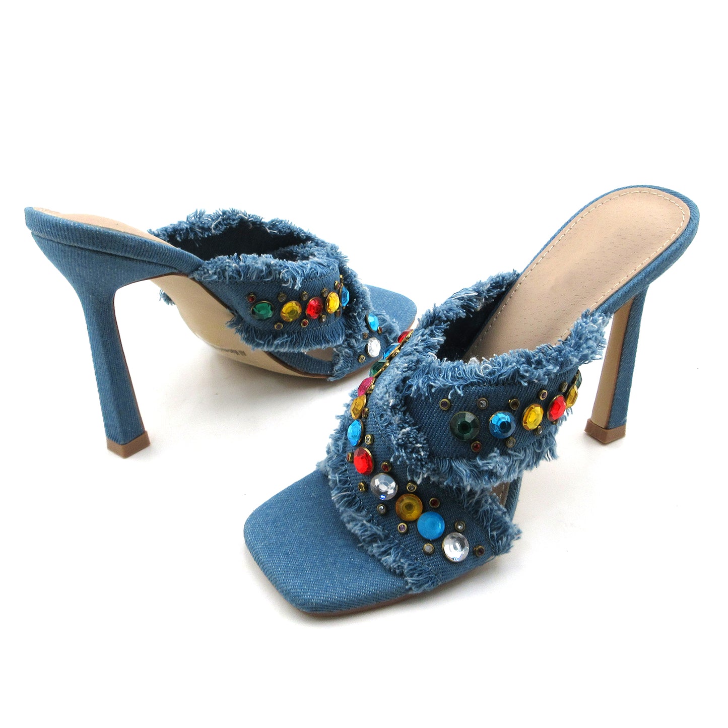 Sexy crystal one-step women's sandals with fashionable high heels for parties, clubs and fashion shows