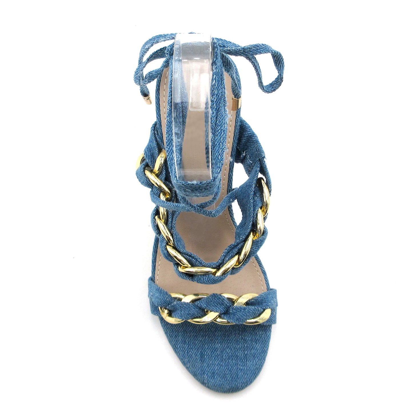 Women's high heels Strappy heels Open-toe ankle strap Metal chain Suitable for Wedding Prom Dress Shoes