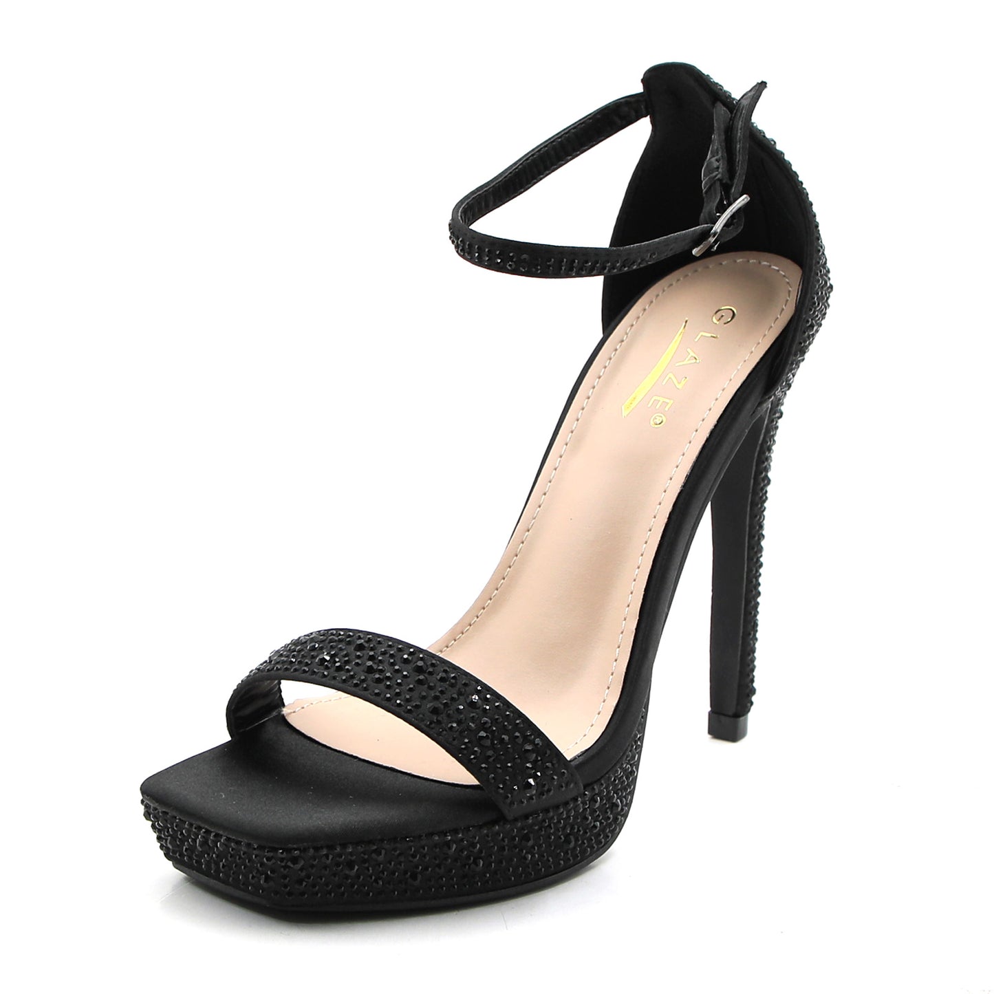 Women Rhinestones Peep Toe Cross Ankle Strap Stiletto High Heel Dress Sandals Wedding Shoes