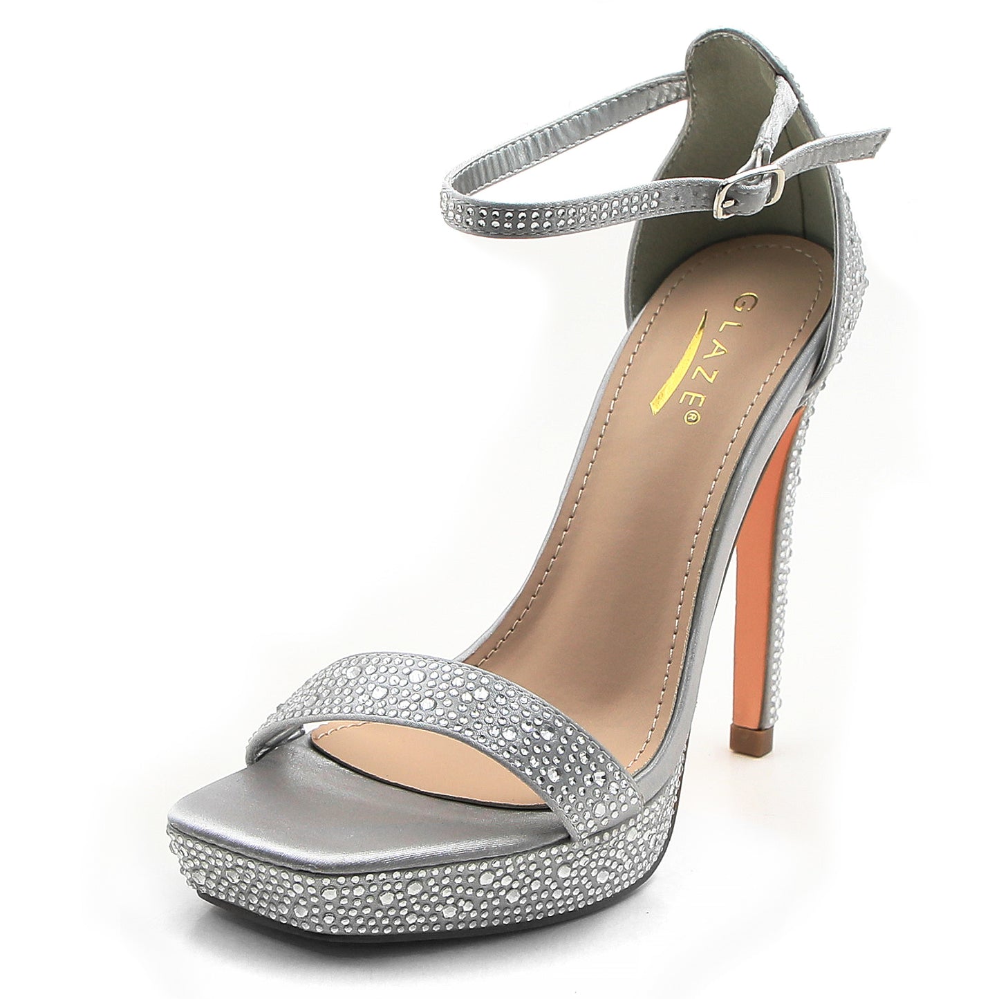 Women Rhinestones Peep Toe Cross Ankle Strap Stiletto High Heel Dress Sandals Wedding Shoes