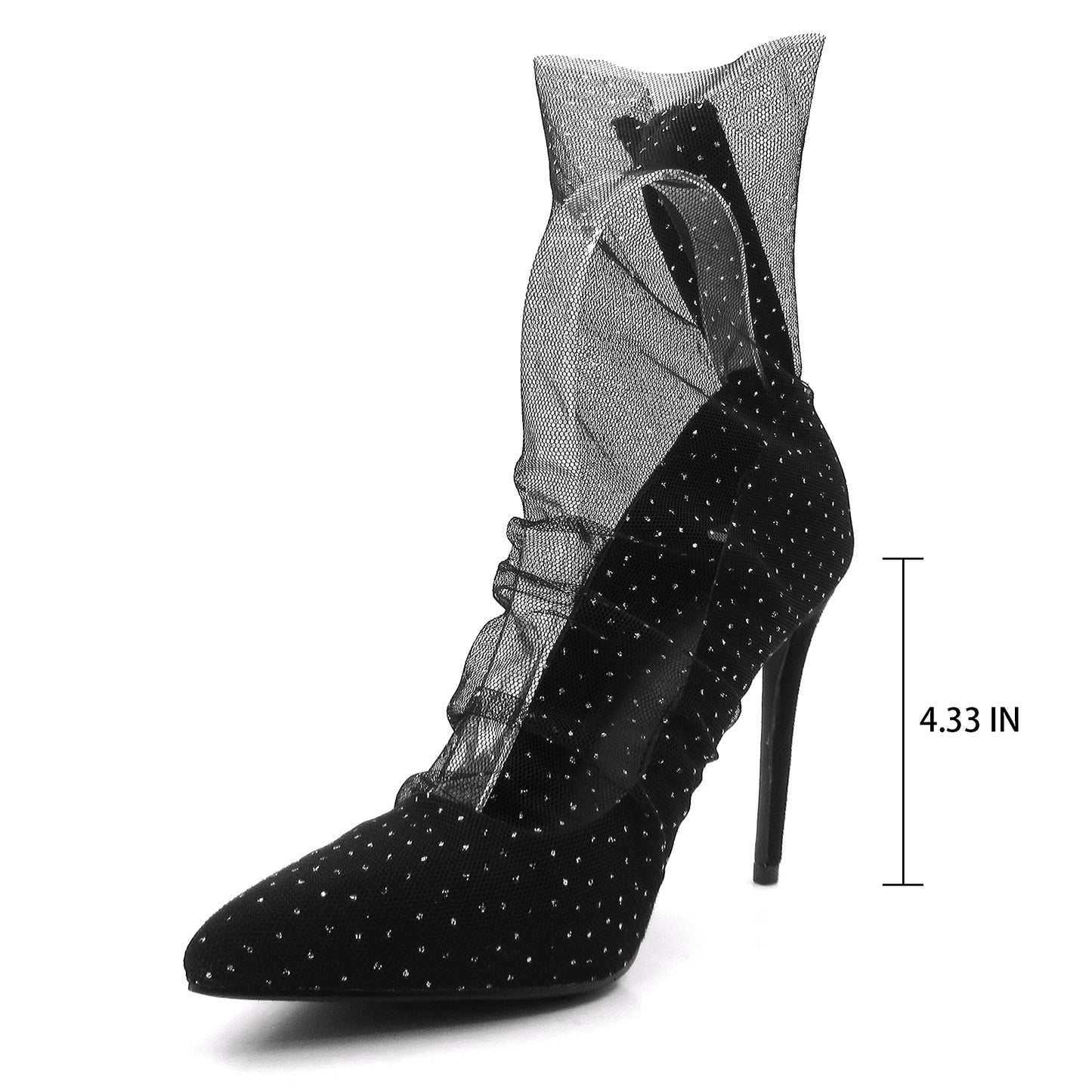 Women See Through Mesh Sexy High Heels Formal Dressy Pump Shoes Pointed Toe Office Kitten Heels