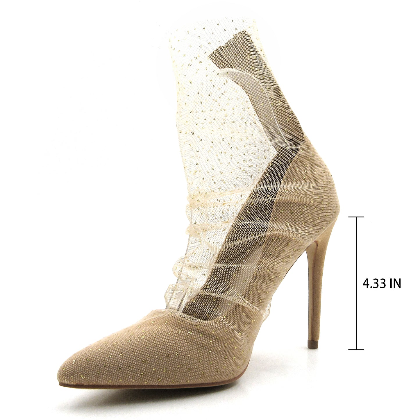 Women See Through Mesh Sexy High Heels Formal Dressy Pump Shoes Pointed Toe Office Kitten Heels