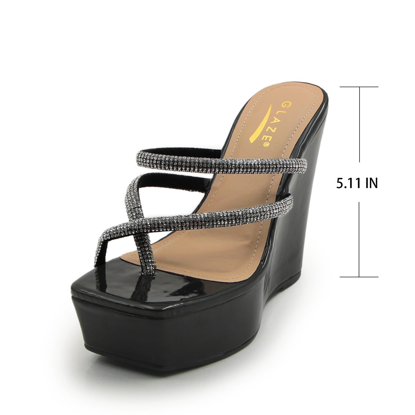 Women's Elastic Lace Slip Into Platform Slope Heel Fashion Round Open Toe Slip Resistant Platform Heightened Summer Casual Vacation Beach Sandals