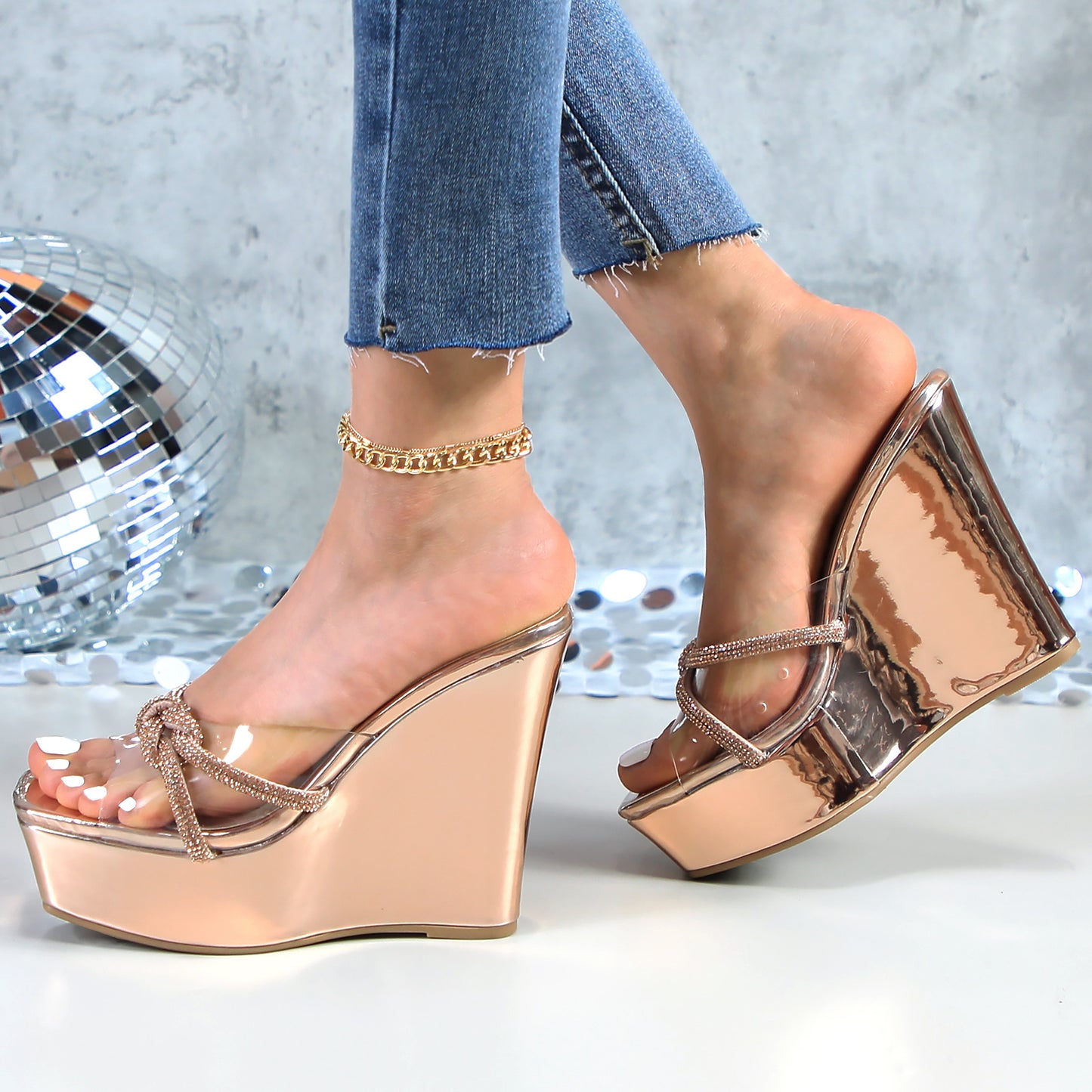 Platform Heels Slippers Exposed Open Heel Chunky Heels